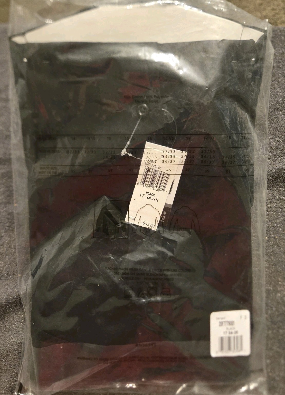 Van Heusen Lux Sateen Black Dress Shirt Men's 17 34/35