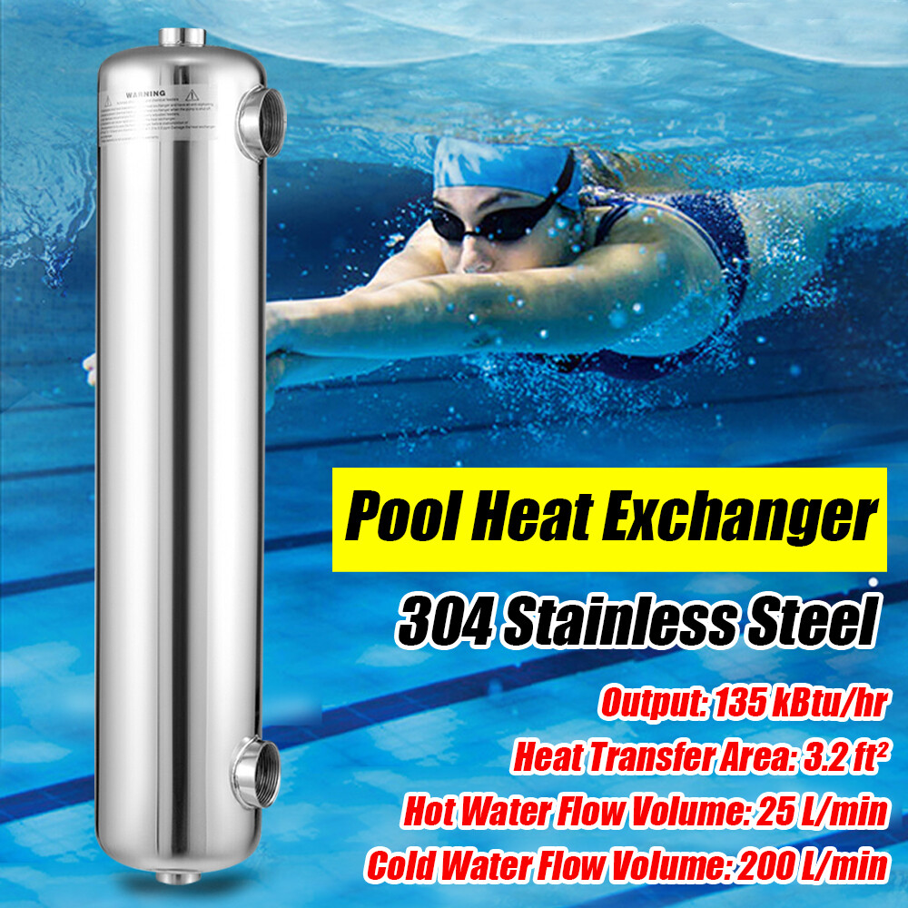 Tube and Shell Heat Exchanger 400kBtu 304 Stainless Steel for Spa Heat Recovery