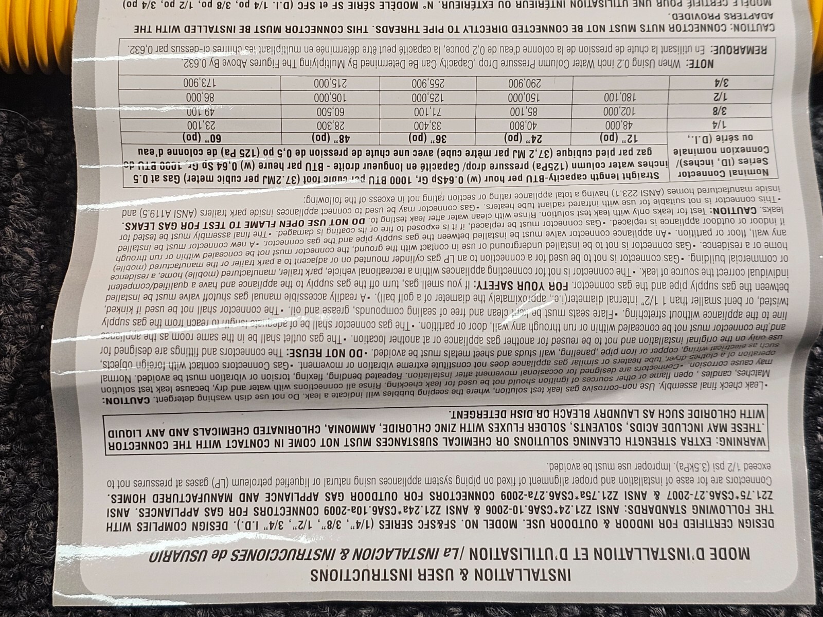 (QTY 5) Proline 1/2" MIP x 1/2" FIP x 24" Coated Stainless Steel Gas Connector