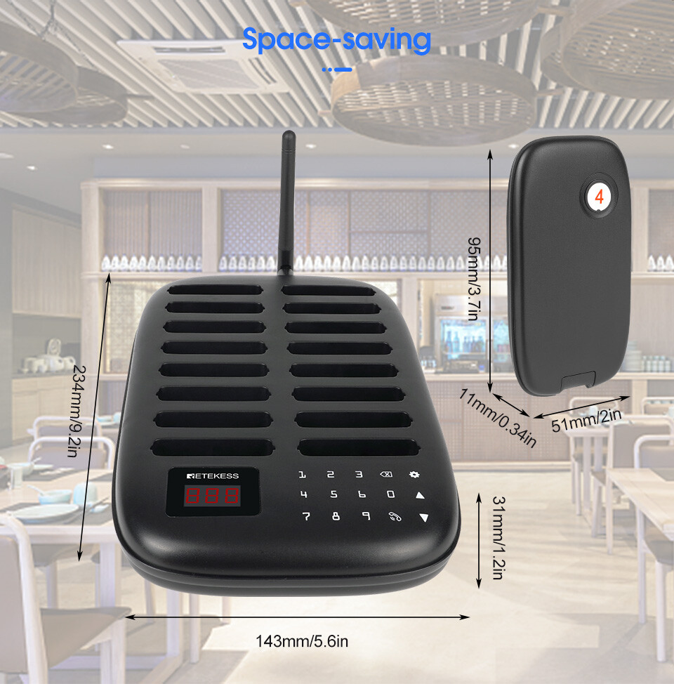 Retekess TD175 Restaurant Pager System Queuing 16 Buzzers Food Truck Cafe Club