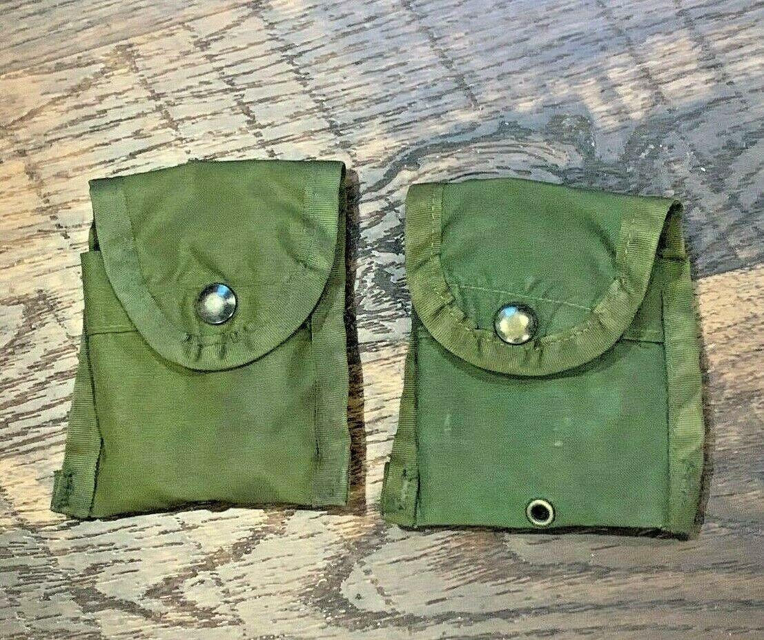 Lot of 2 Army USMC FIRST AID / COMPASS POUCH CARRIER CASE w/ Alice Clip Military