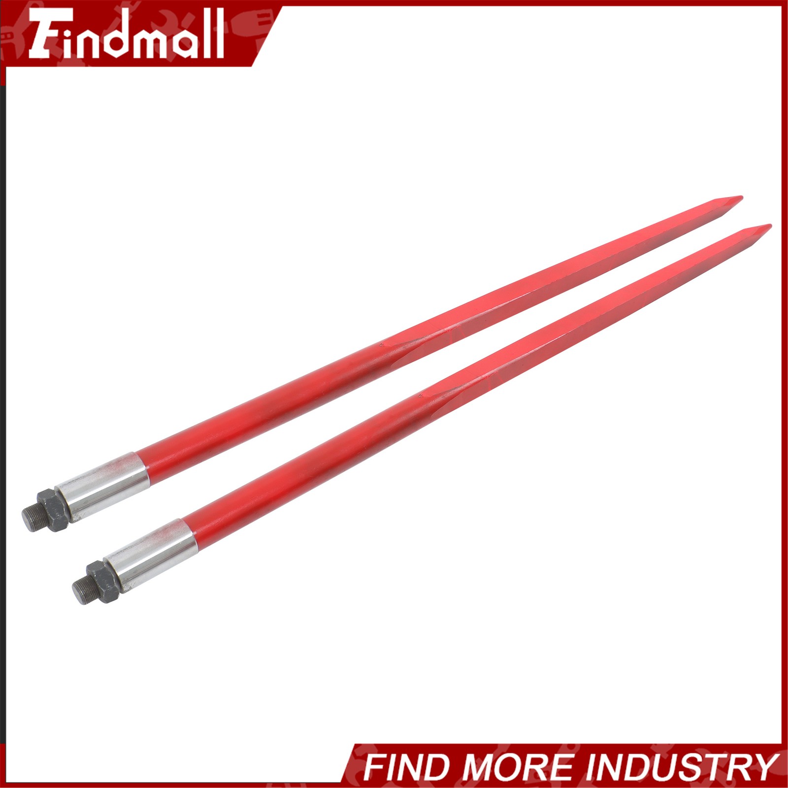 2-Pack Red Hay Bale Spear 49" 4500 lbs Capacity Spike Fork For Loaders Tractors