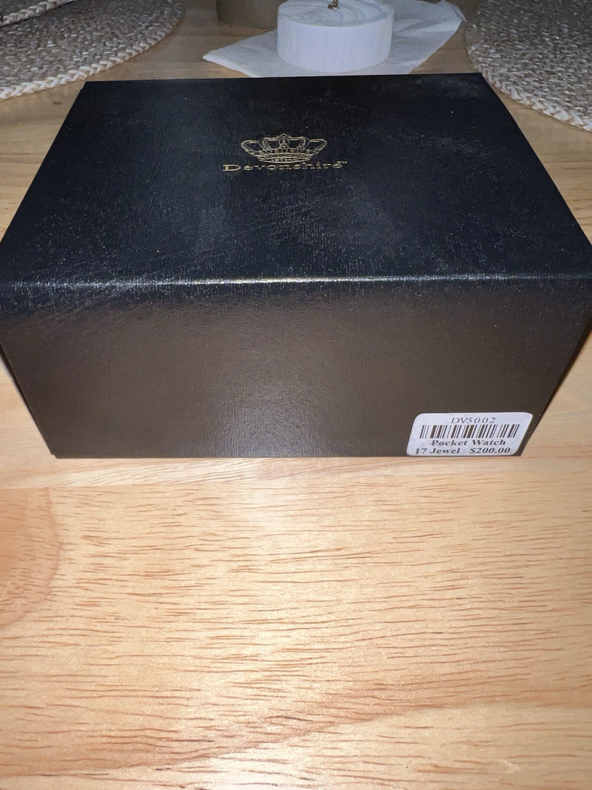 Devonshire 17 Jewel Mechanical Pocket Watch Skeleton Dial New in Box w/ Chain