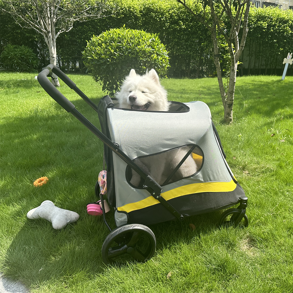 Premium 3-in-1 Pet Stroller for Small/Medium Dogs Cats One-click Folding Handle