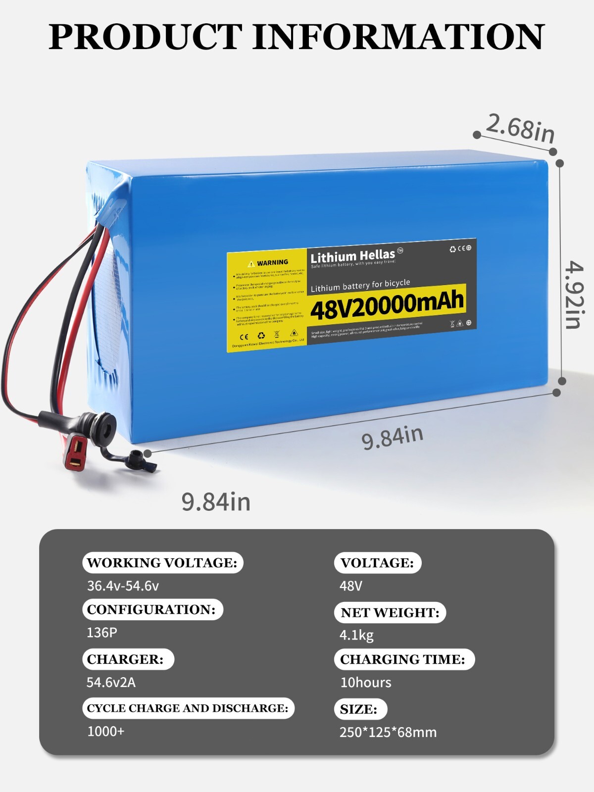 48V Lithium-ion Battery Pack 20Ah With 40A BMS For E-Bike E-Scooter Replacement
