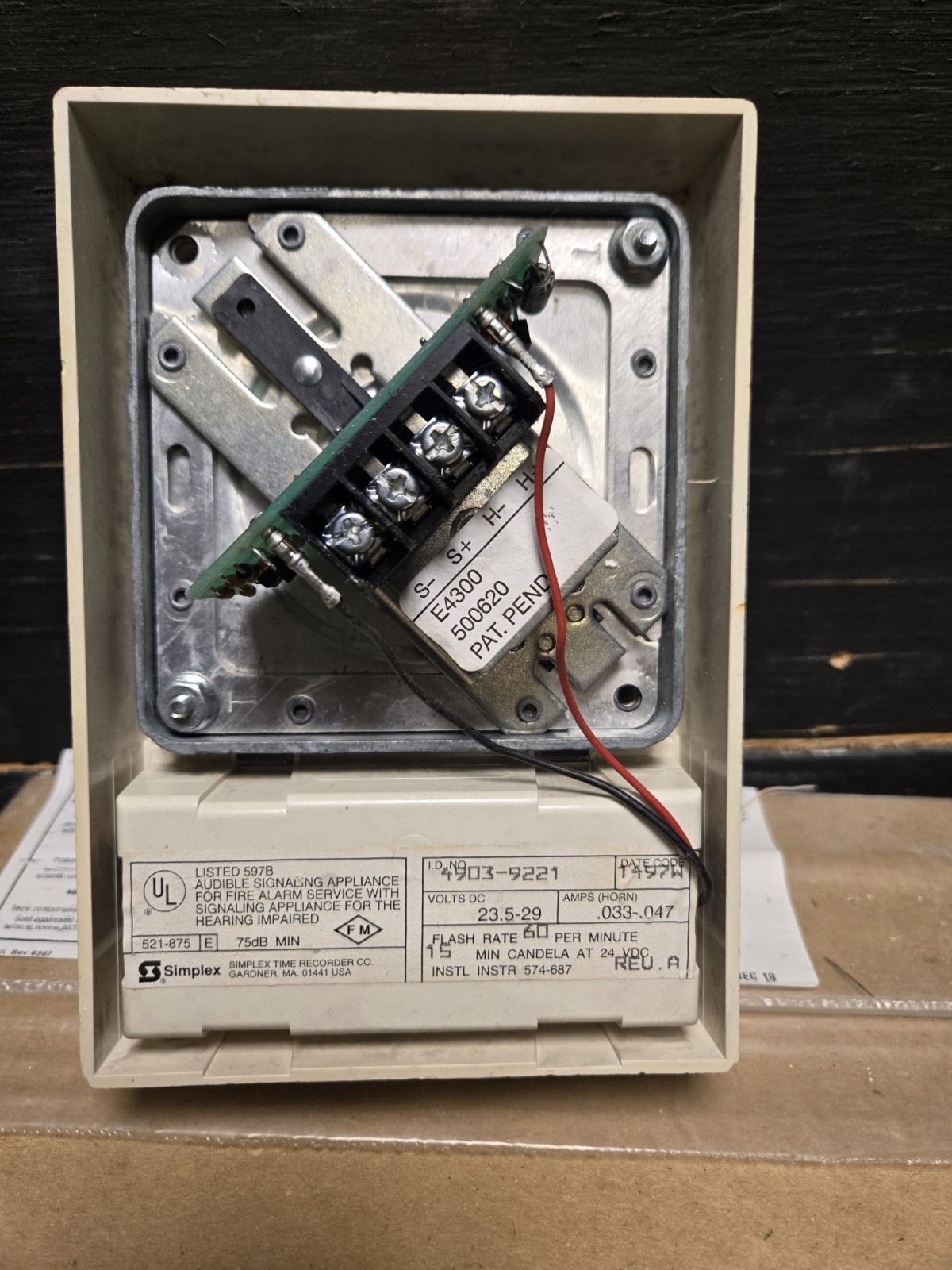 Simplex 4903-9221 Horn Strobe Fire Alarm White