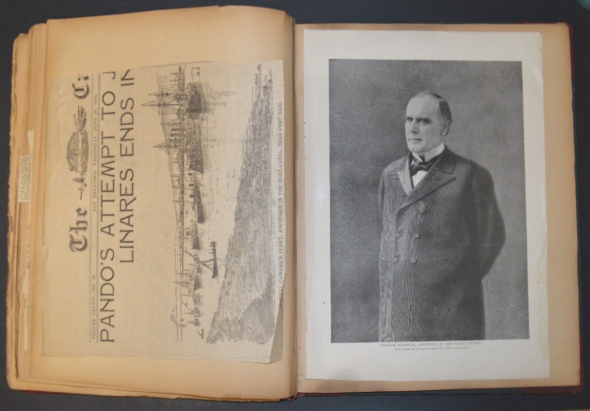 Antique 1898 SPANISH AMERICAN WAR SCRAPBOOK, Huge, Original ! Remember the Maine