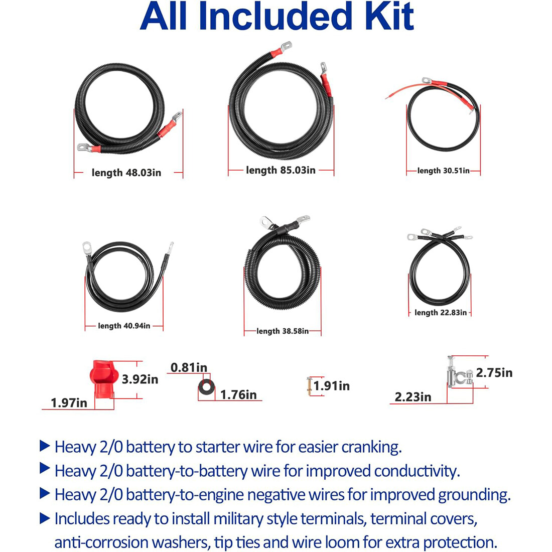 Battery Cables Kit for 2003-2007 Dodge RAM Gen-3 5.9L 24-Valve Cummins Diesel