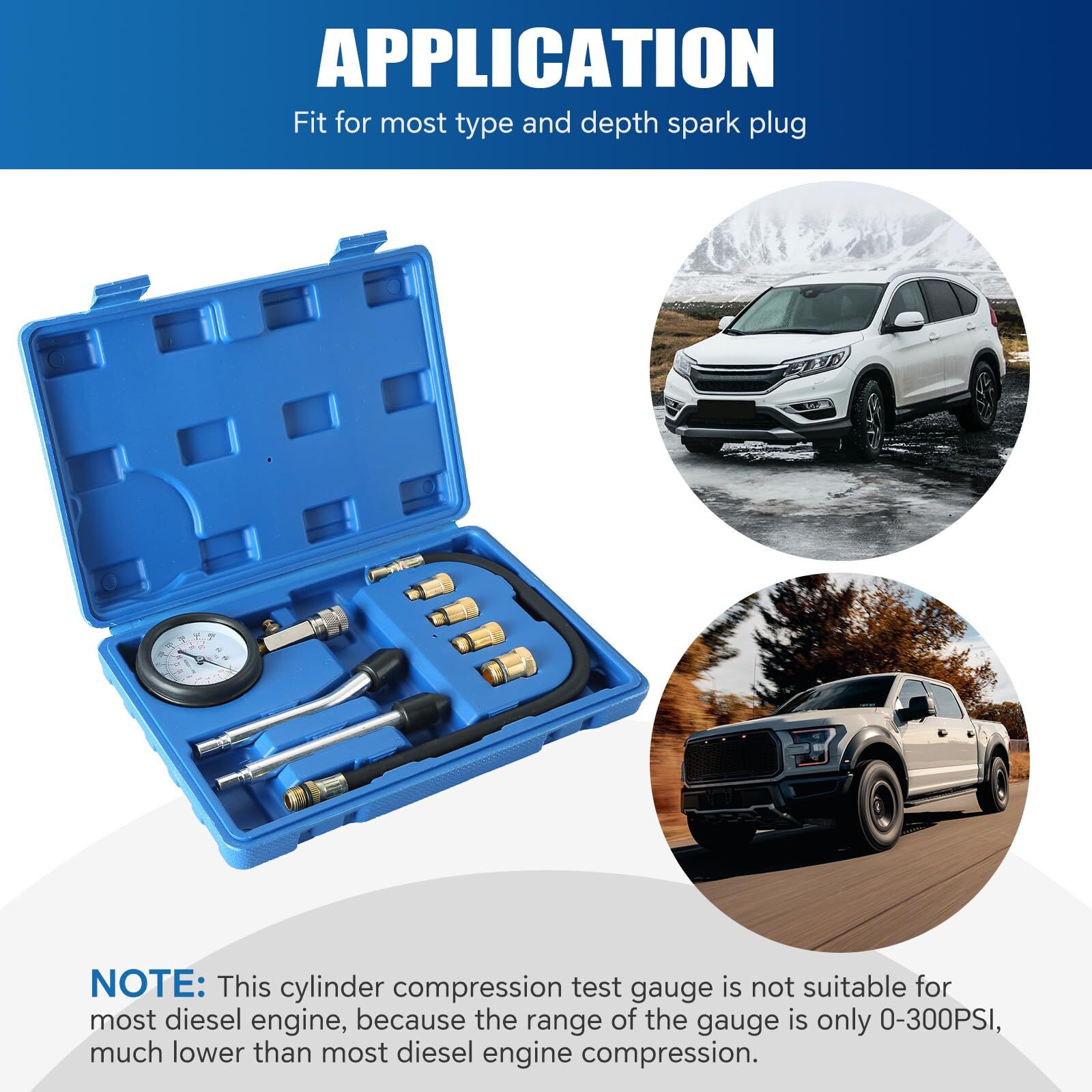 Compression Tester Automotive Tool Petrol Gas Engine Compression Gauge