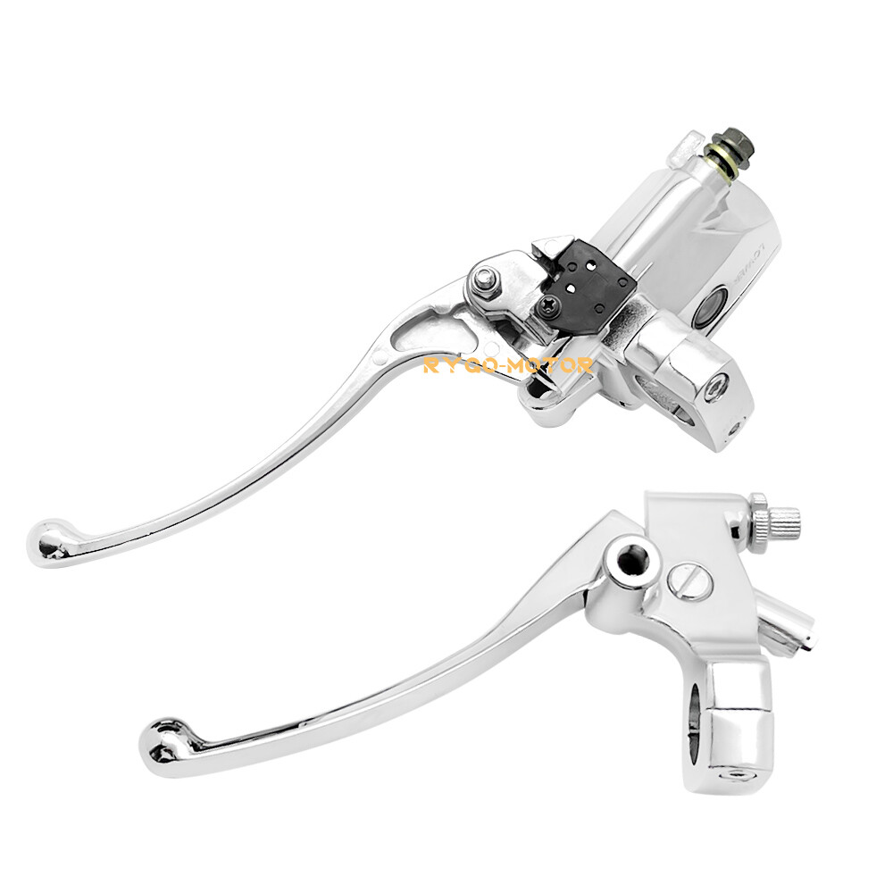 1" Motorcycle Handlebar Hydraulic Brake Master Cylinder & Clutch Lever Chrome