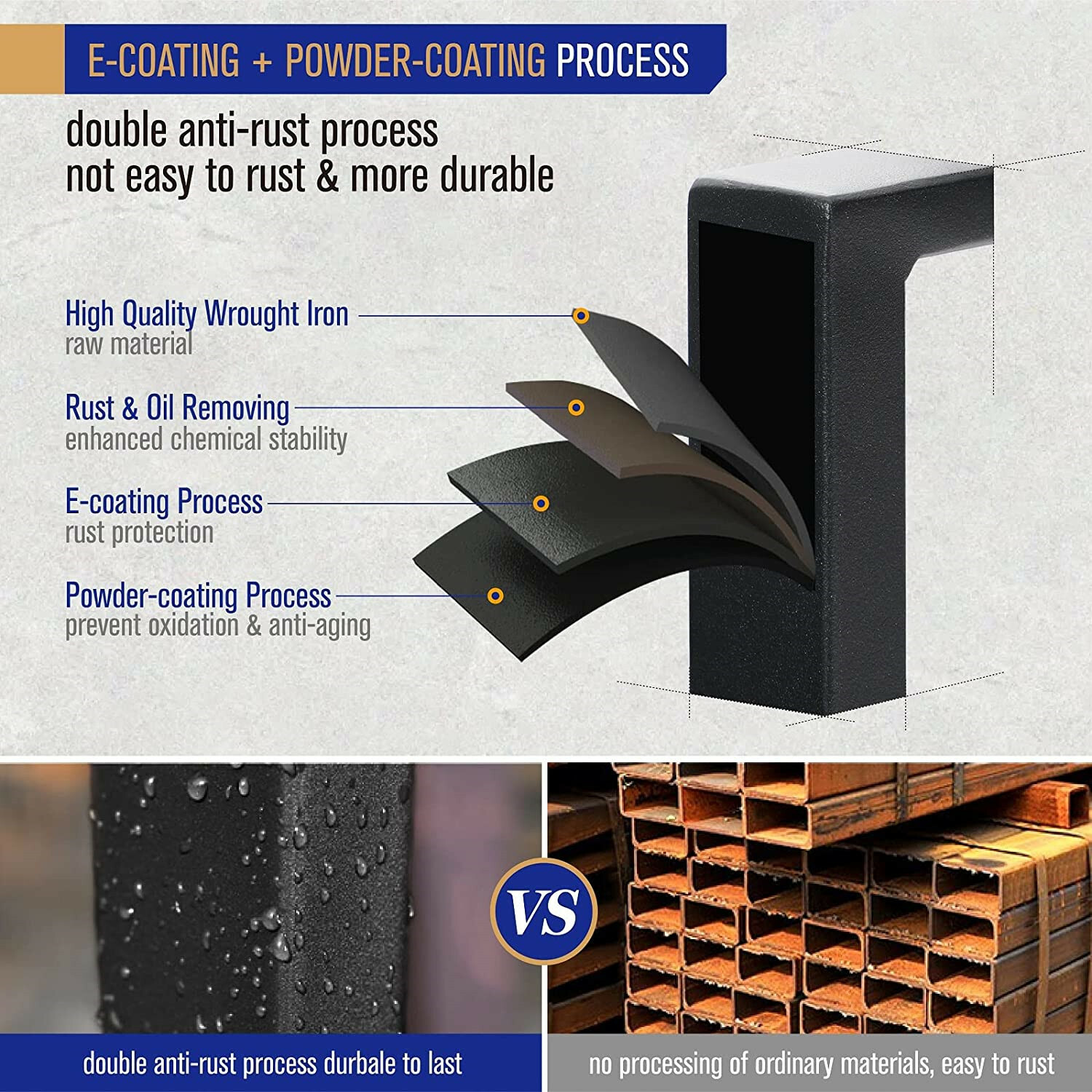 Patio Table with Umbrella Hole Outdoor Dining Table Metal Square for 4 Person