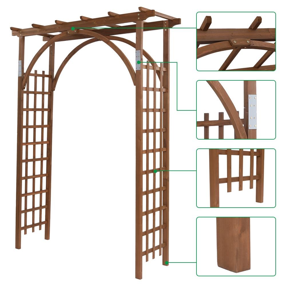 Wooden Garden Arch Trellis Pergola Arbor Over 8FT High Patio Plant Outdoor