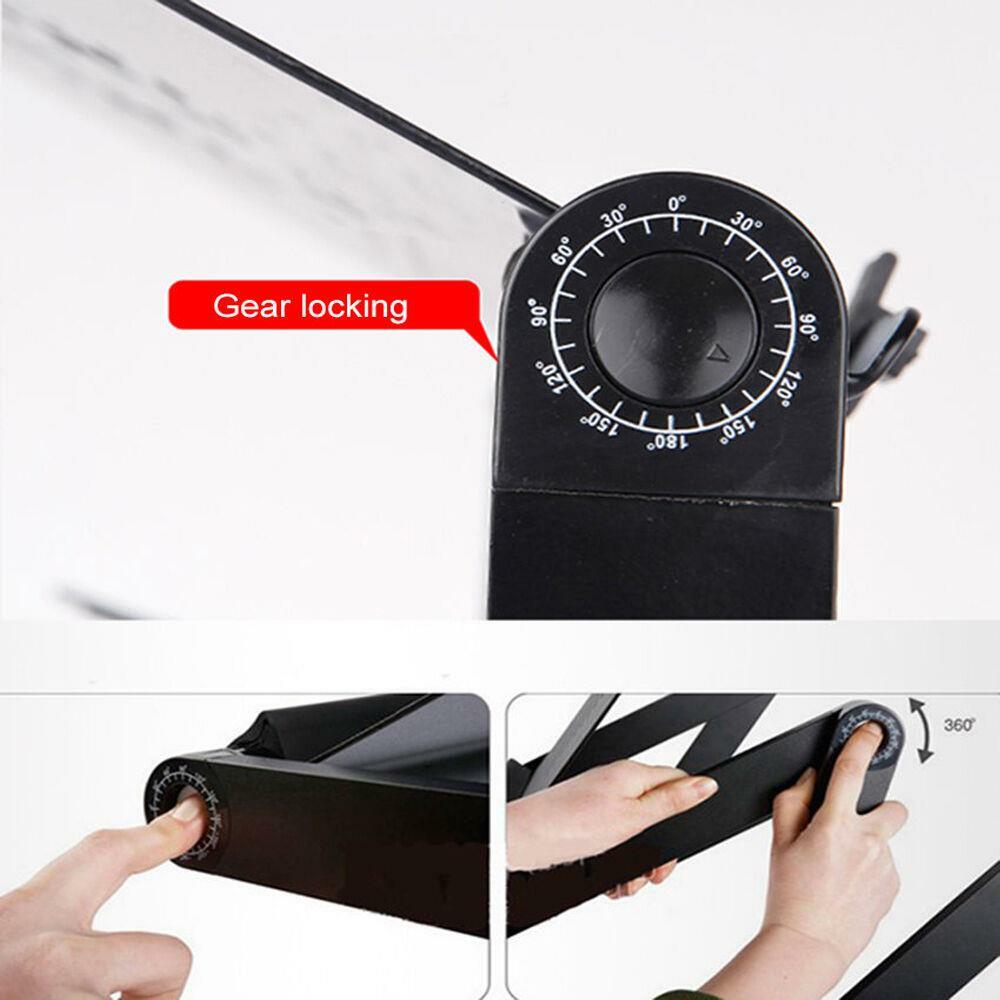 360°Adjustable Folding Laptop Notebook Desk+Cooling Fan Table Stand Bed Tray