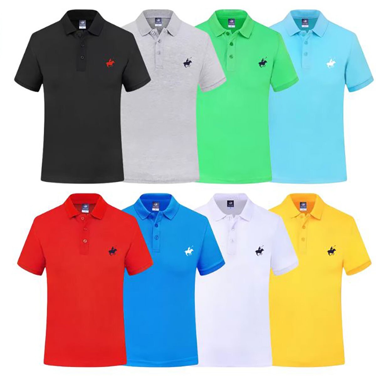 4-Pack: Mens Cotton Pique Short Sleeve Polo Shirts