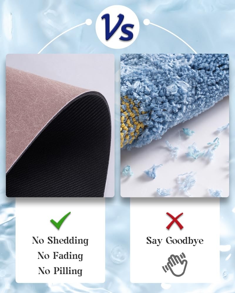 Bath Mat RugRubber Backing Non Slip Quick Dry Absorbent Thin Bathroom Rugs Fi...