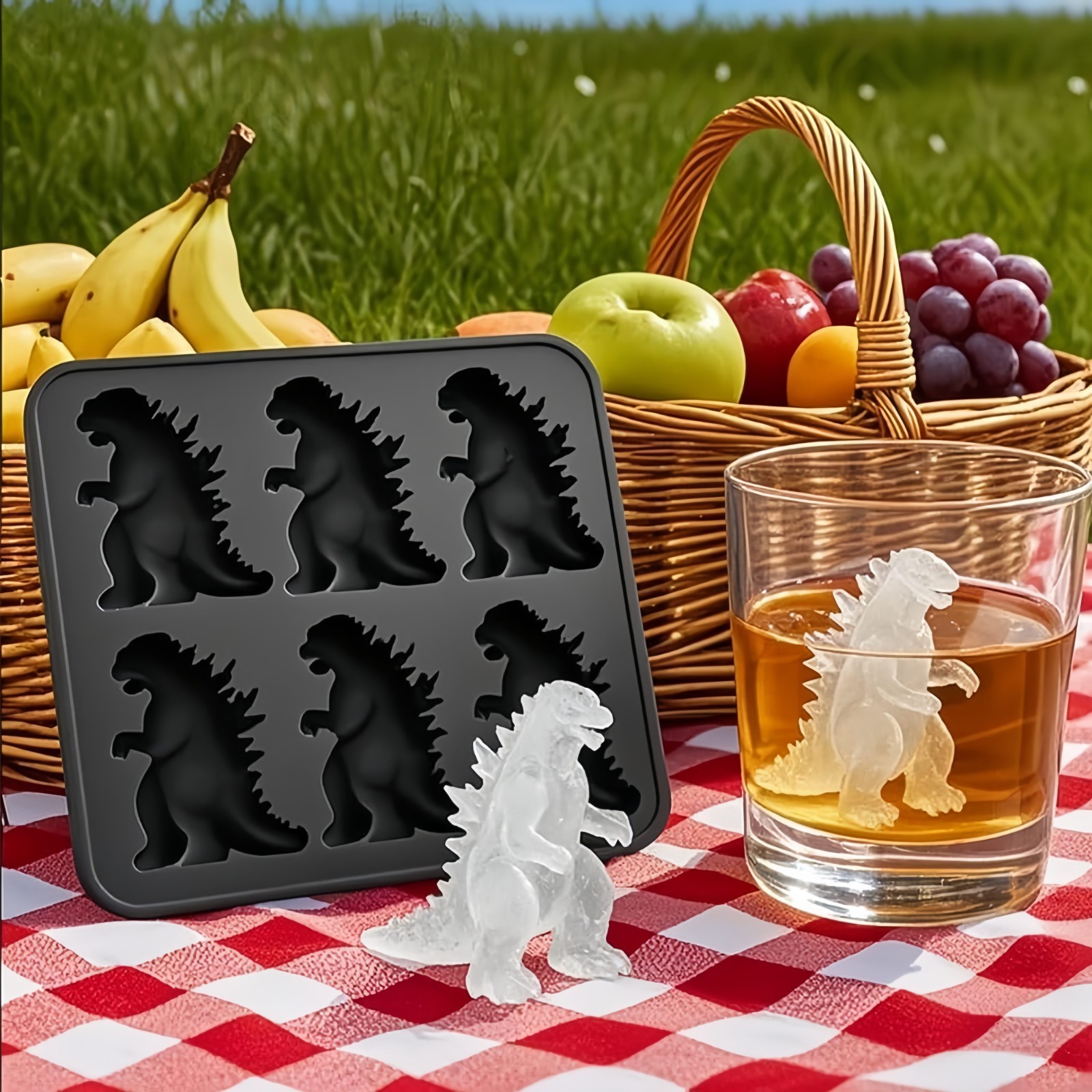 Godzilla Shaped Ice Cube Mold Ice Cube Tableware 6 Grid Silicone Kitchen Bar