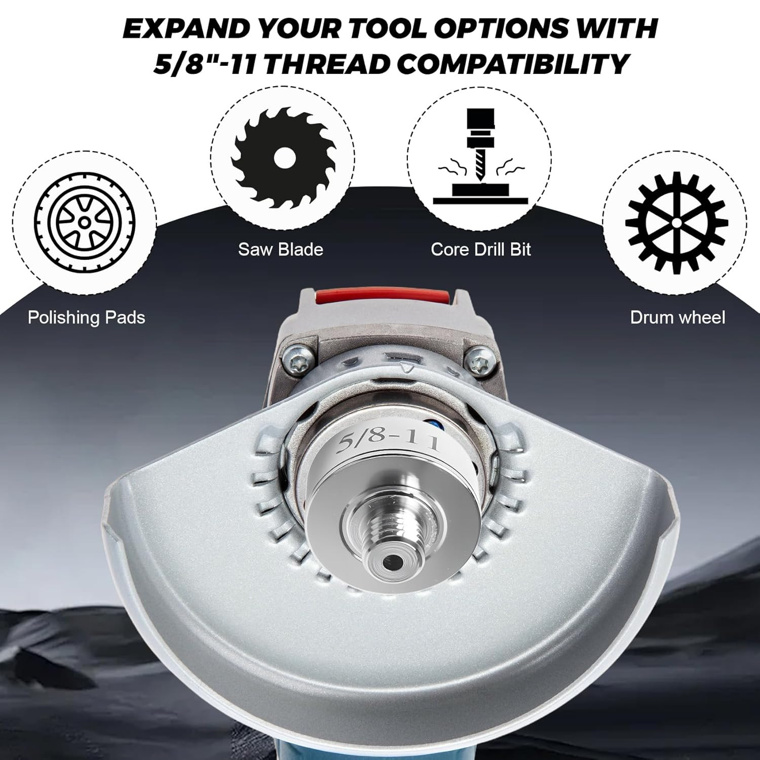 XLOCK to 5/8"-11 Thread Adapter Kit – Stainless Steel Angle Grinder Quick-Cha...