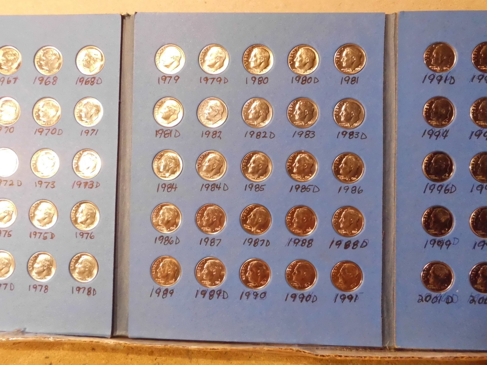 ROOSEVELT DIME COMPLETE 1965 - 2003 P&D SET (ALL UNC. COINS) #TOV429