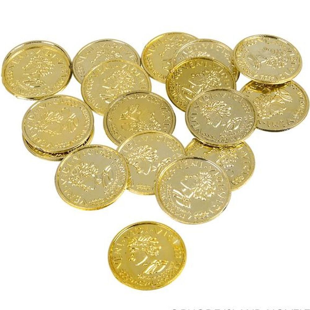 1000 PLASTIC GOLD COINS PIRATE TREASURE CHEST PLAY MONEY BIRTHDAY PARTY FAVORS