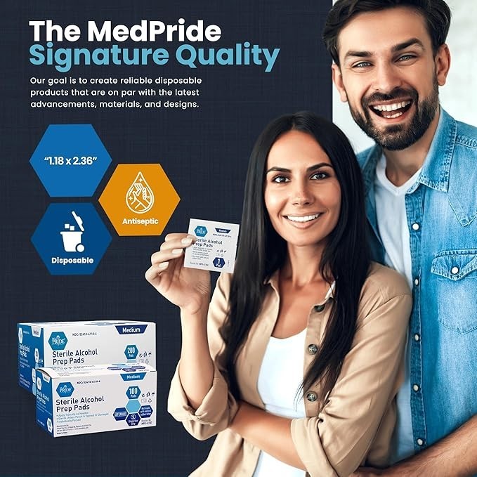 MED PRIDE Sterile Alcohol Prep Pads Antiseptic Individually Wrapped 200ct-2000ct