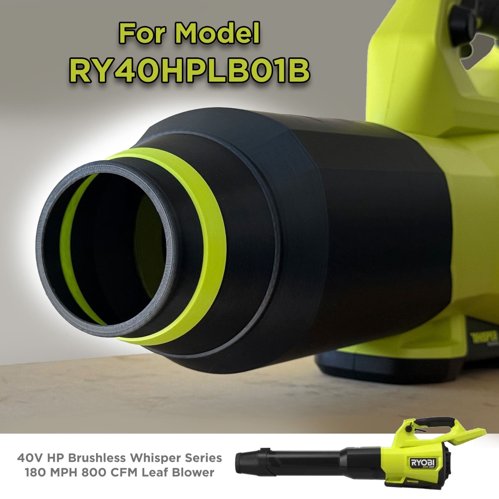 COMPACT Car Drying Nozzle for RYOBI 40V 800 CFM Blower RY40HPLB01, RY40HPLB01B