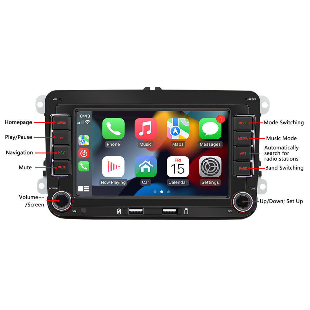 7'' Multimedia Player GPS Sat Nav Carplay Android 11 FM For VW Golf 5 6 Passat Polo