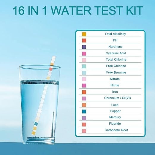 16 in 1 Drinking Water Test Kit Strips, 100 cnt. Home Water Quality Test for Tap