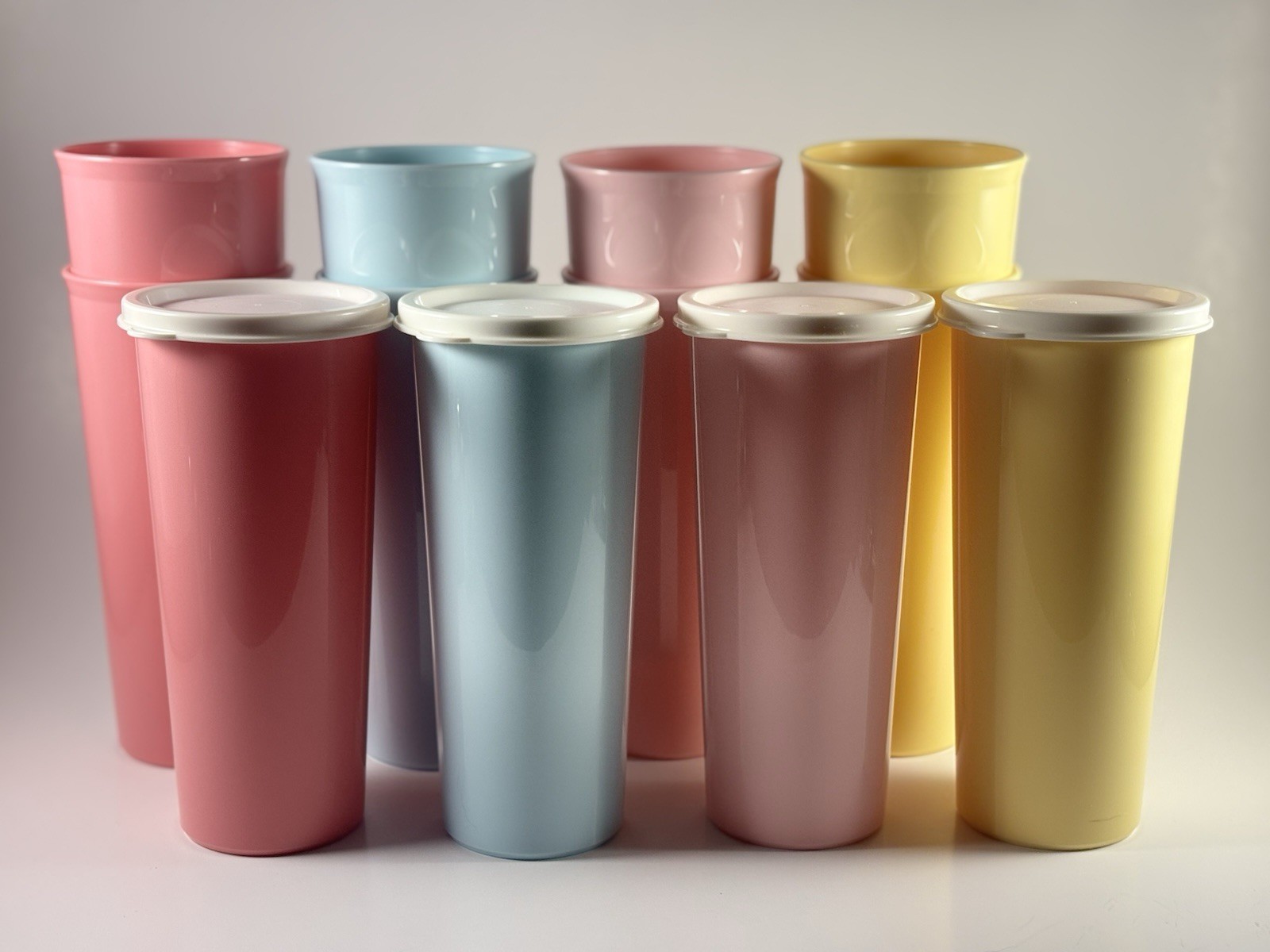 Vintage Tupperware 16oz Impression Tumbler Pastel (Set Of 12) Brand New Unused