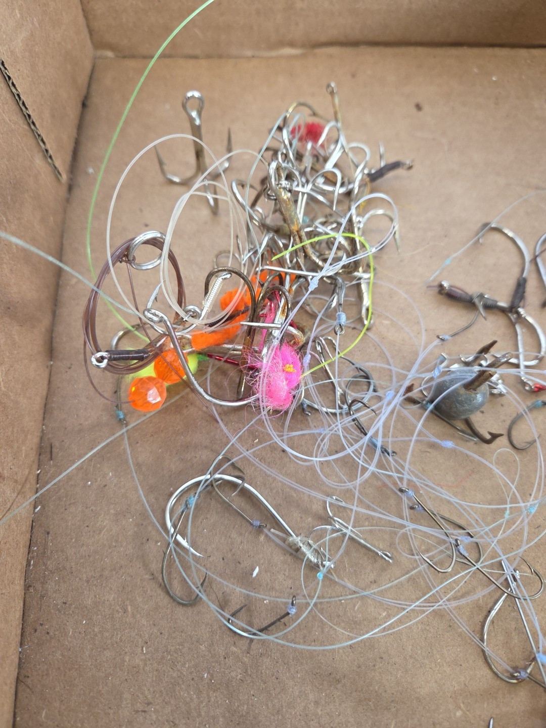 Large Lot Of Misc Fishing Hooks Tackle Trout Salmon Bass New And Used