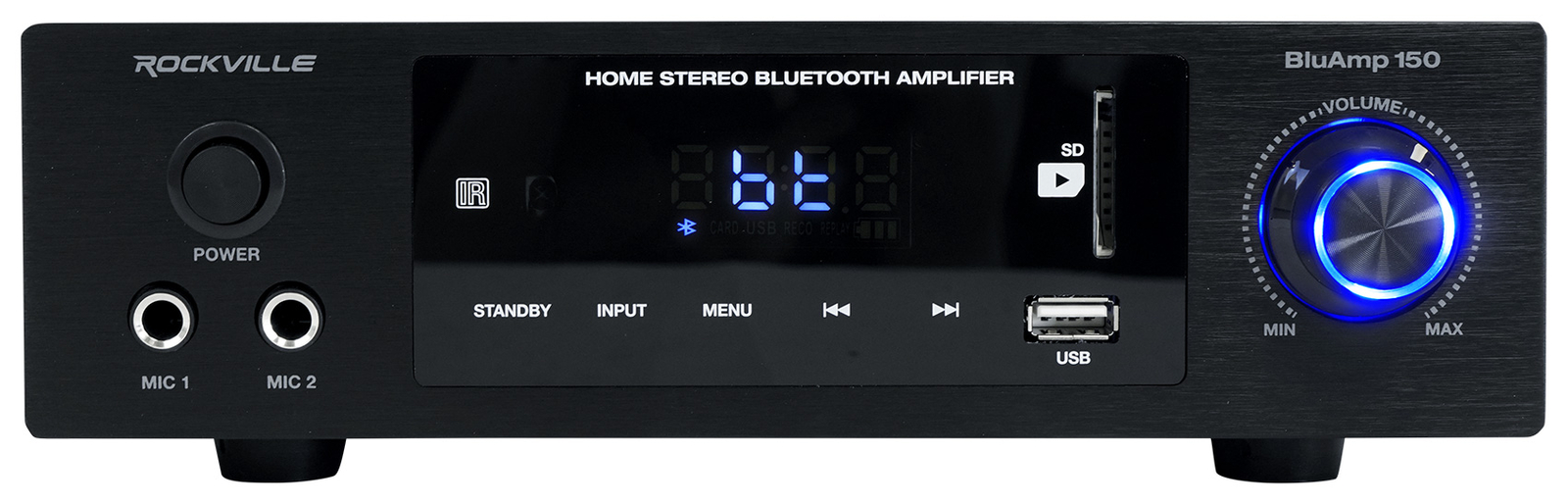 Rockville BLUAMP 150 Home Stereo Bluetooth Amplifier Receiver Optical/Phono/RCA