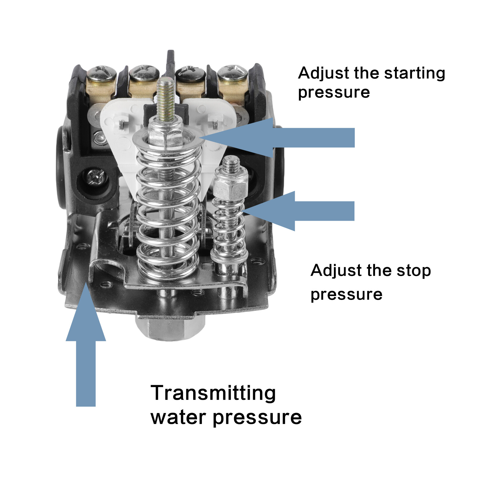 30-50 PSI Adjustable Well/Water Pump Pressure Control Switch Double Spring Pole