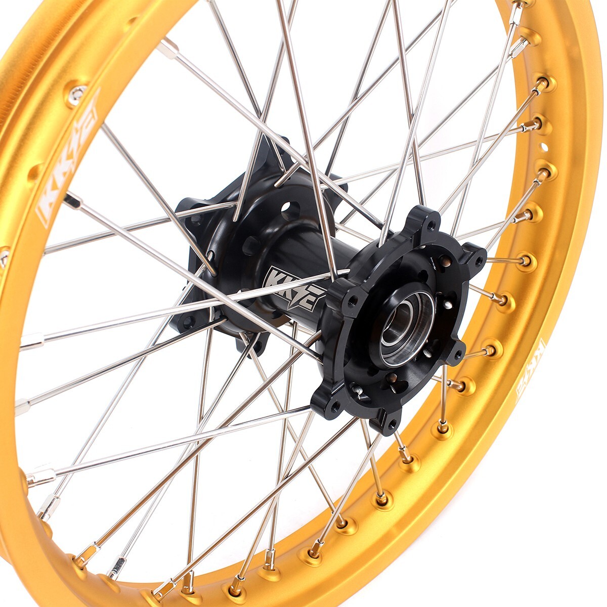 KKE 21/19 Wheels for Suzuki RM125 1996-2007 RM250 1996-2008 Gold Rims Black Hub