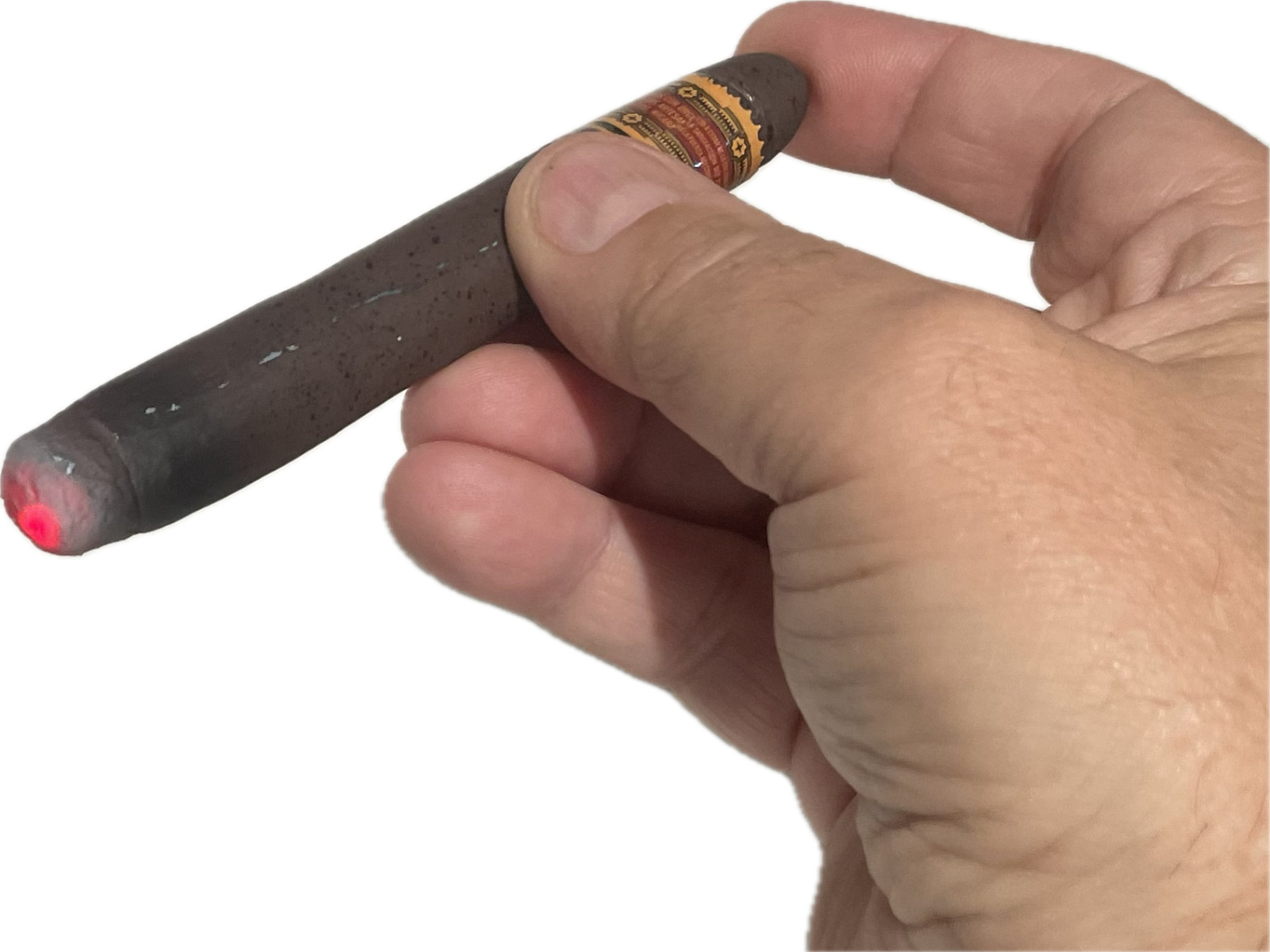 LIGHT UP RUBBER CIGAR + Real Band Fake Red Ash D Joke Prank Magic Trick LED Prop