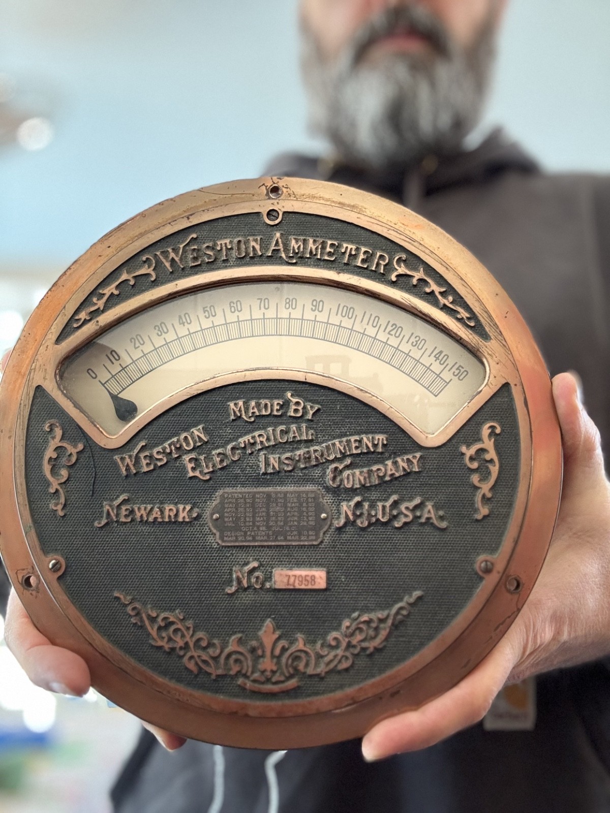 1890 WESTON Switchboard  Factory AMMETER Amperage Amp Meter Panel Mount 10"