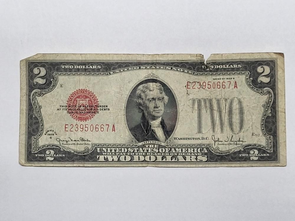 1928 G RED Seal $2 United States Note CHEAP !!!