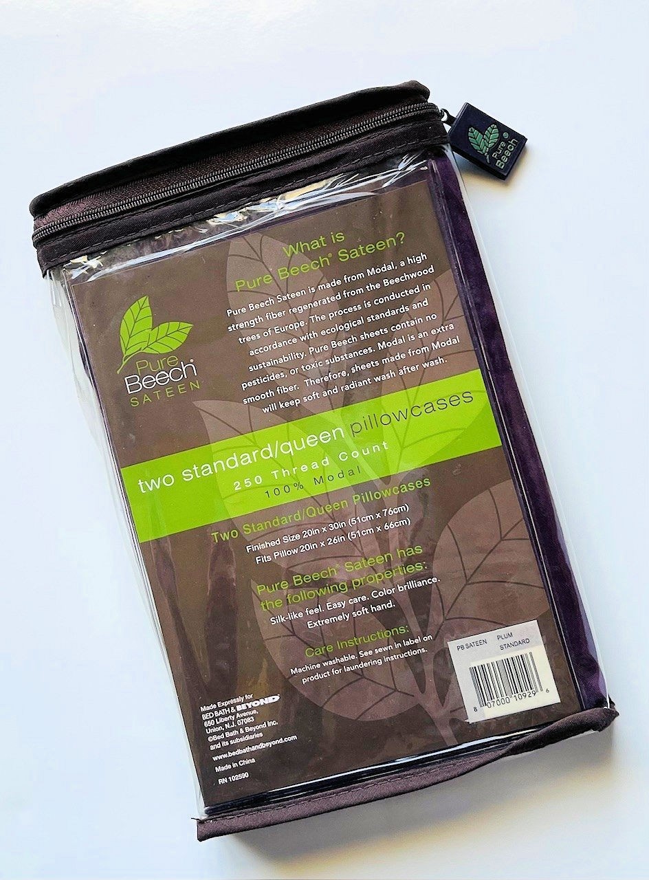 1 Pure Beech 100% Modal 250 TC Standard/Queen Sateen Pillowcase Plum New In Pack