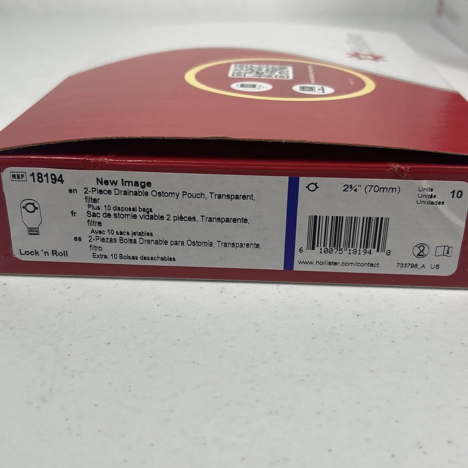 Hollister 18194 10 Count Colostomy Pouch Drainable Bags Only 12"L 12 Inch NIB