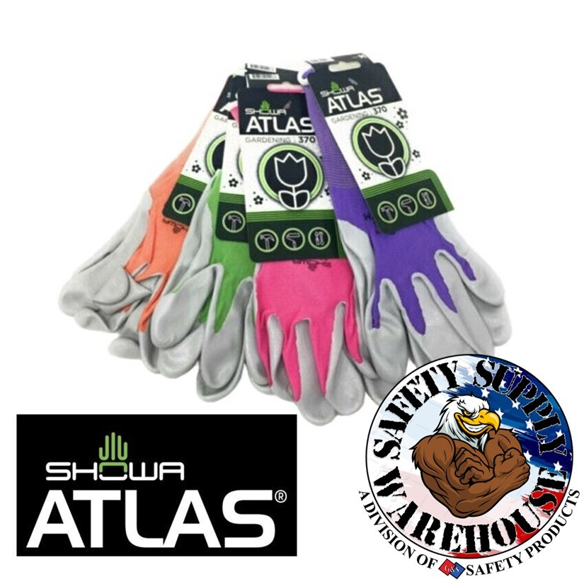Atlas Showa 370 Pastel Nitrile Gardening Gloves | 12 Pack | Assorted Colors