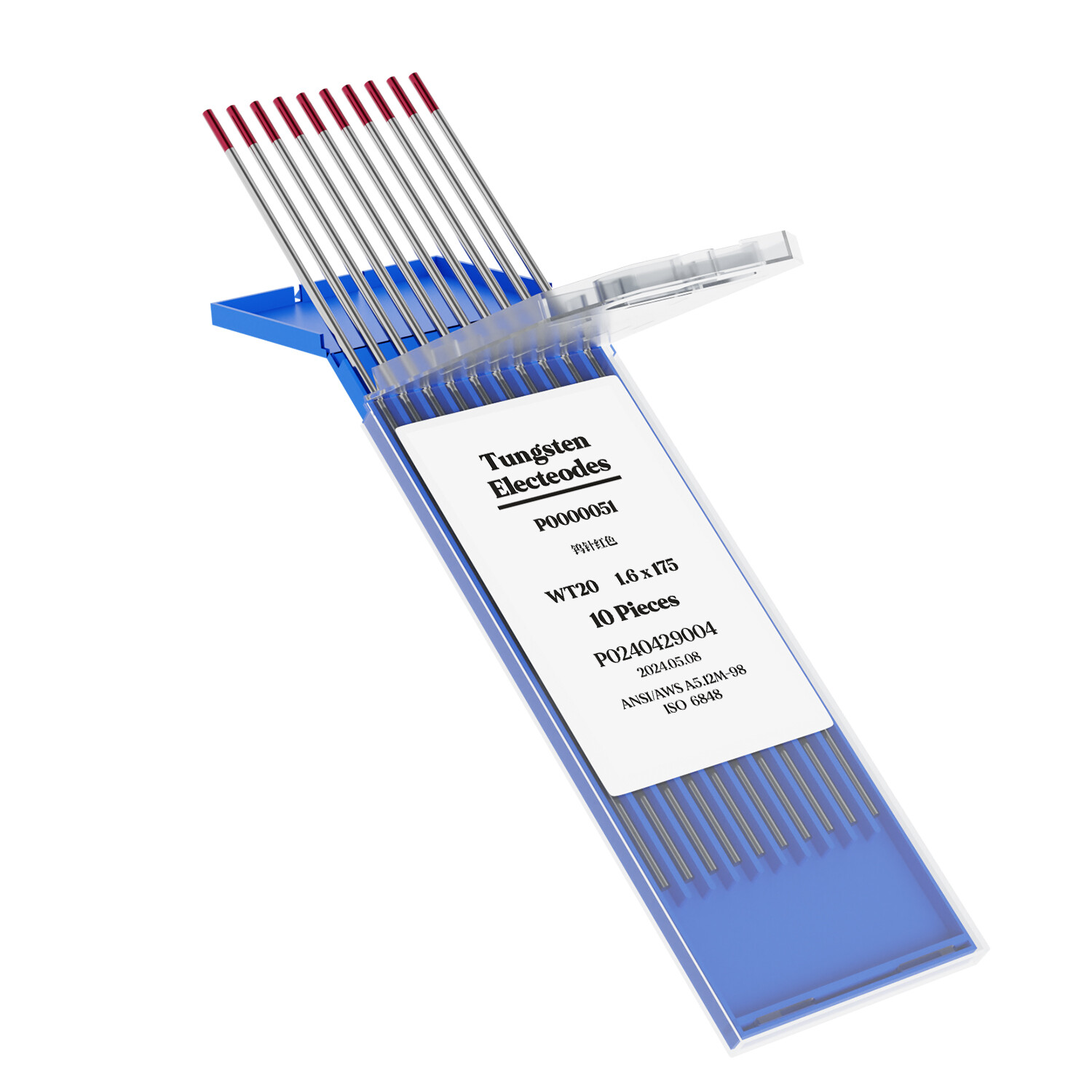 1/16" x 7" Red TIG Welding Tungsten Electrode 2% Lantanated - 10-pack US