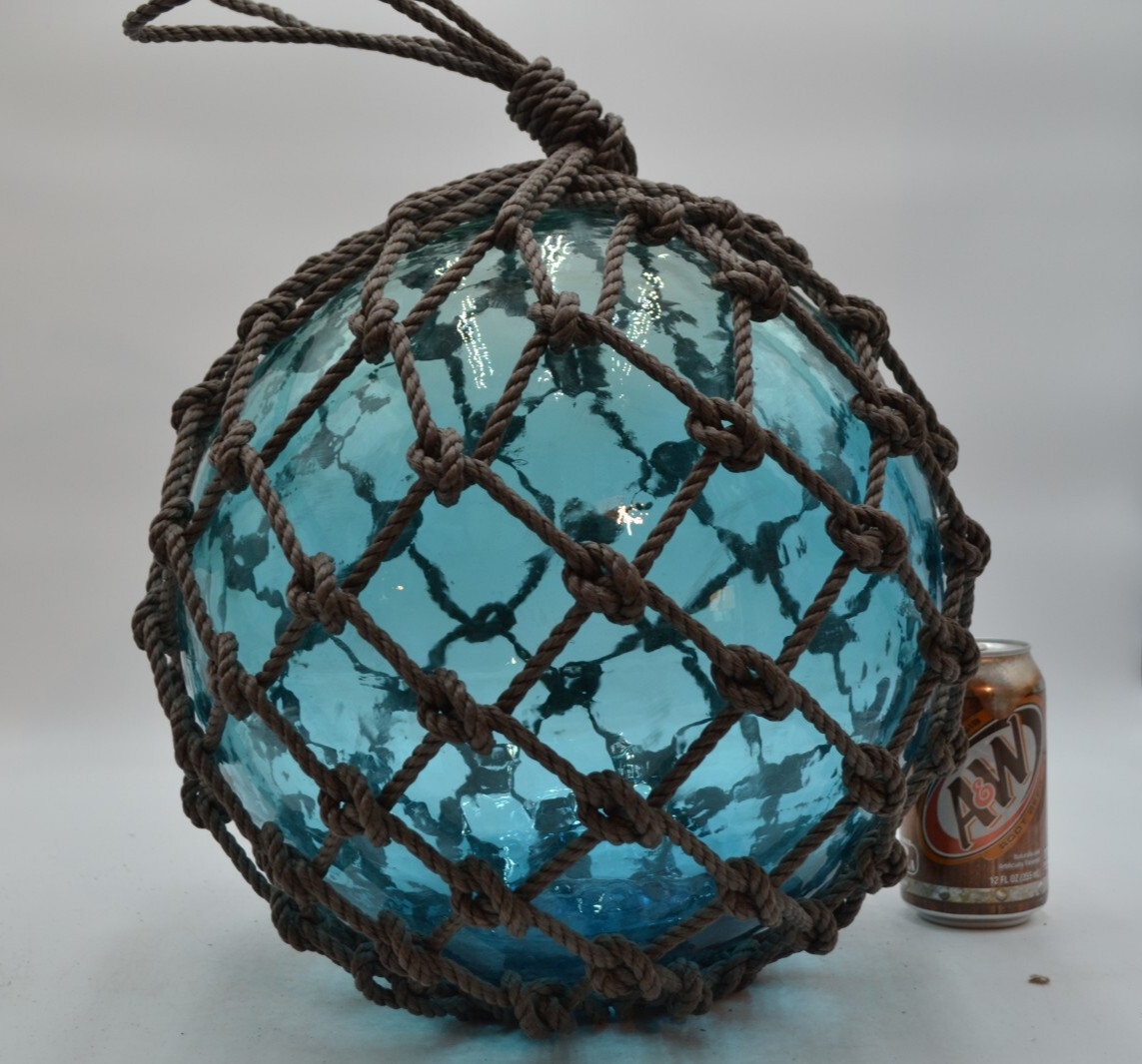 VINTAGE GLASS FISHING FLOAT IN  AQUA
