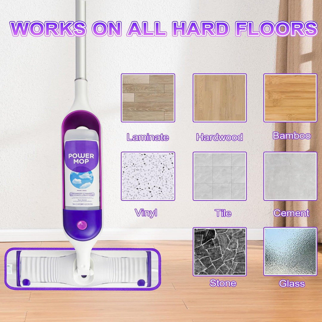 6 Pack Reusable Mop Pads for Swiffer PowerMop, Power Mop Pads 15'' Microfiber Re