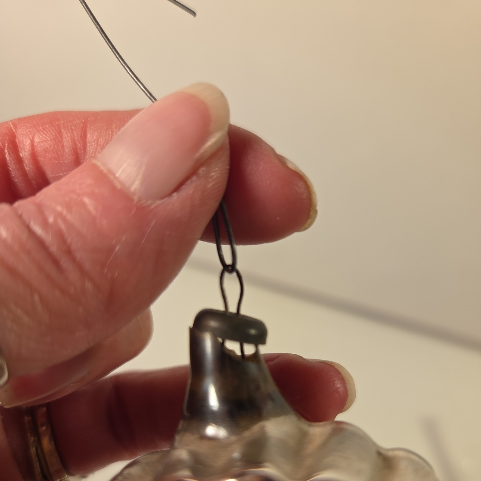 Vintage Glass Diorama PINE TREE MUSHROOMS Indent BALL Christmas Ornament Italy?