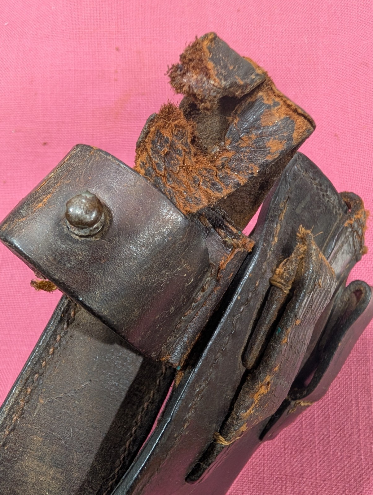 ORIGINAL GERMAN WW1 1915 DATED FULL LEATHER STOCK HARNESS C96 MAUSER BROOMHANDLE