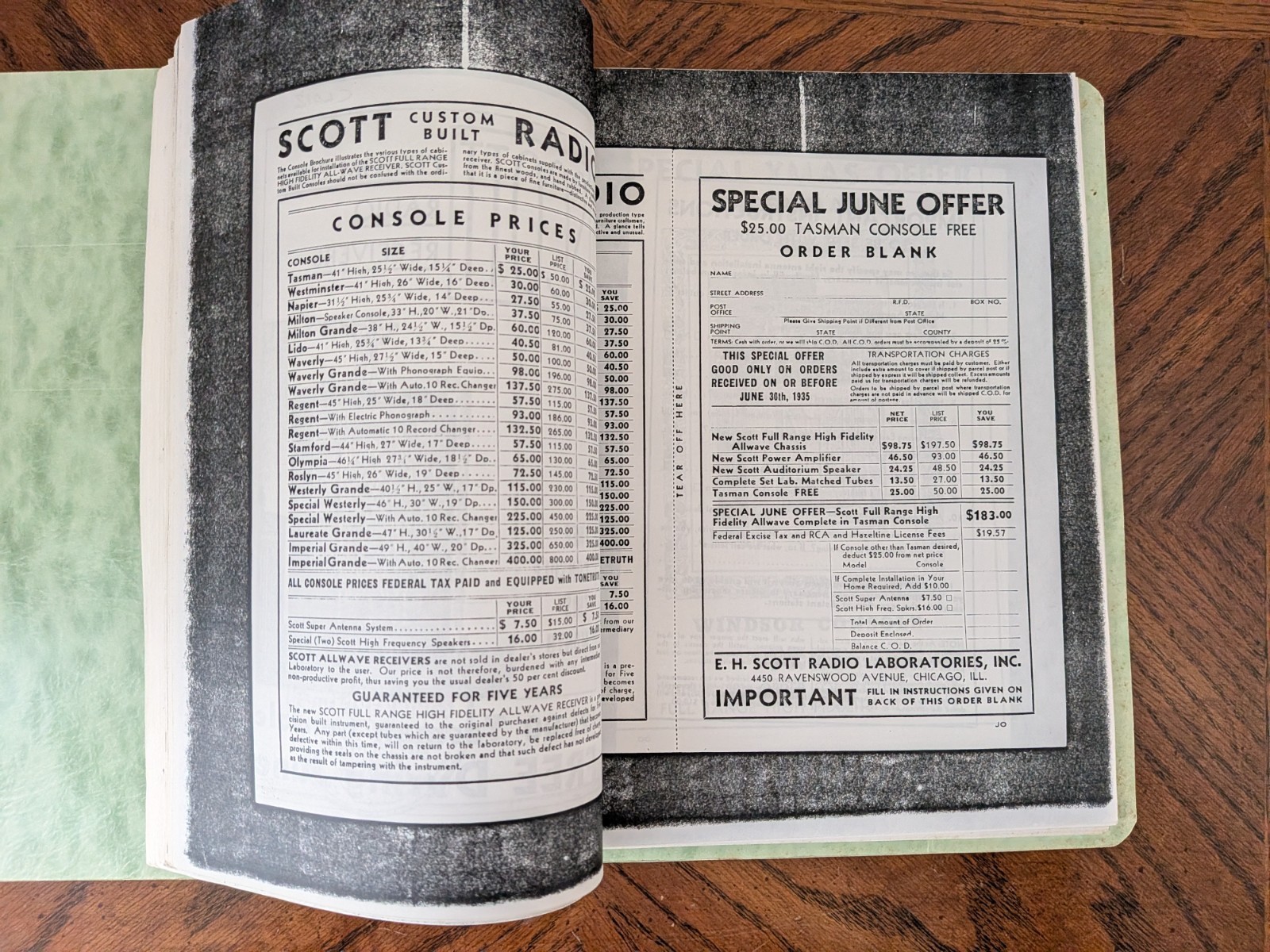 EH Scott 1936 Allwave Imperial Photocopy Documentation Book