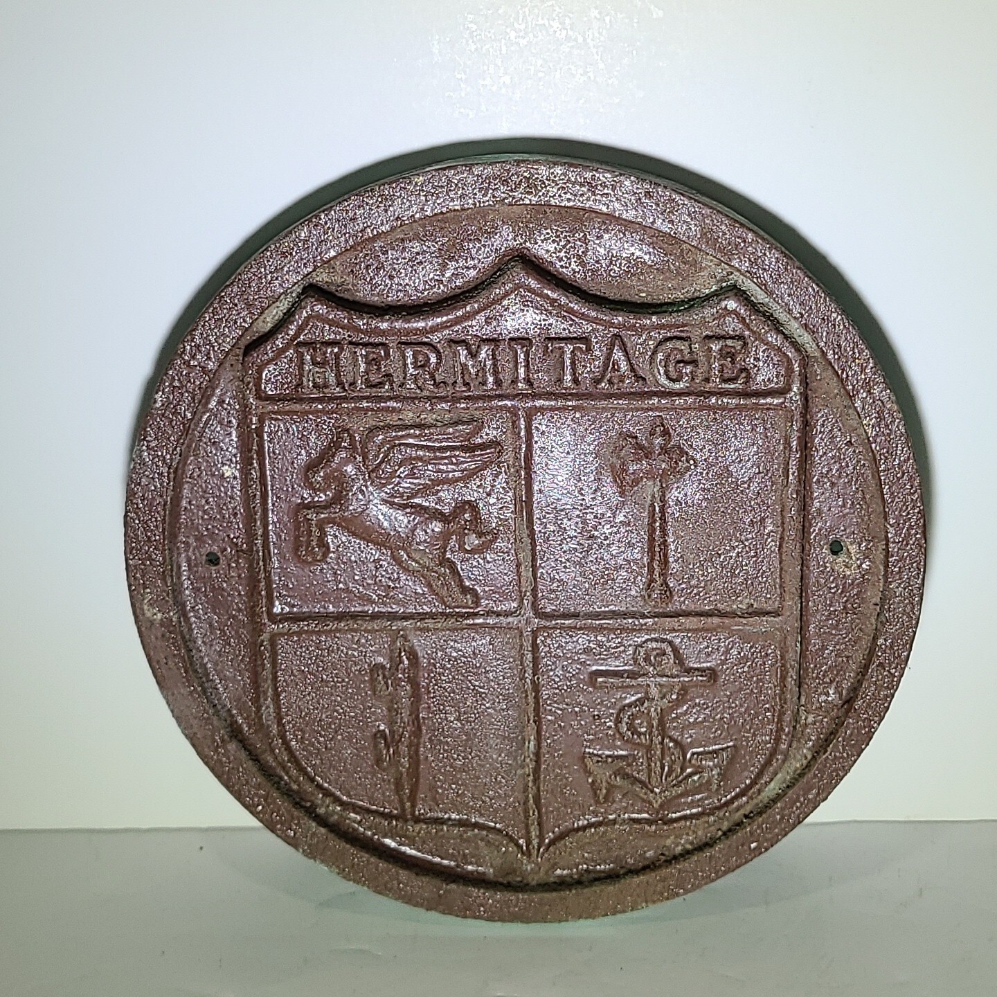Bronze USS HERMITAGE LSD-34 USAT Navy War Ship Military Vtg Wall Plaque