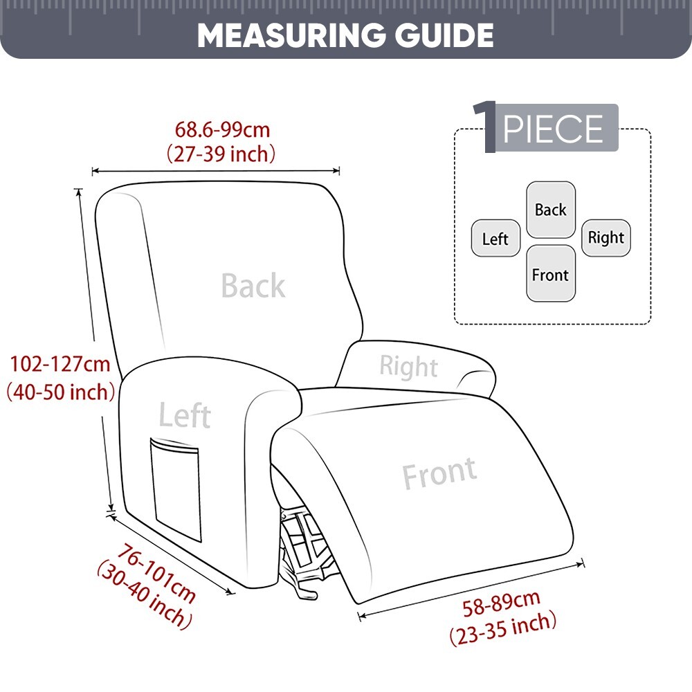 1/2/3 Seater Elastic Recliner Sofa Cover Stretch Armchair Covers Couch Slipcover