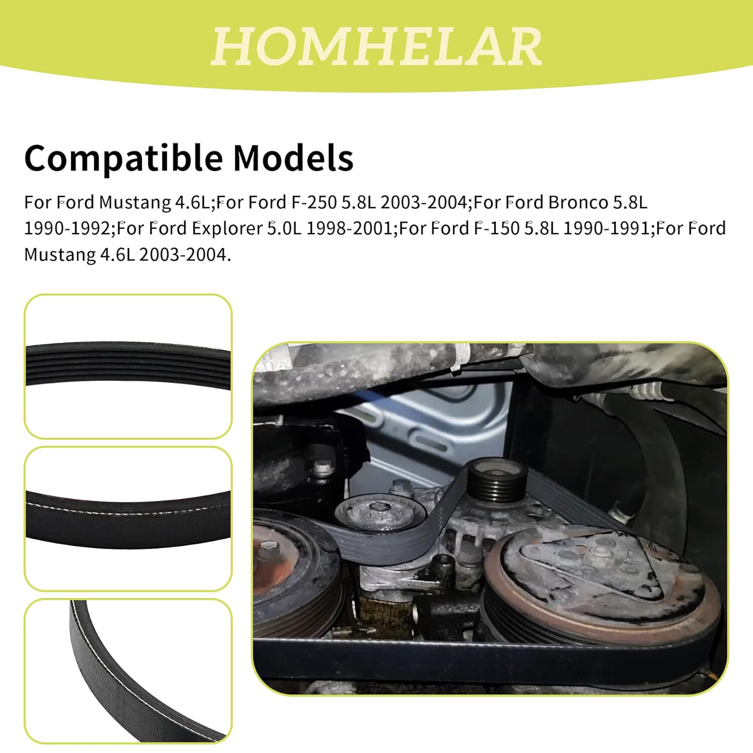 EPDM Serpentine Belt 6PK2370 for Cadillac Escalade Chevrolet Avalanche Silverado