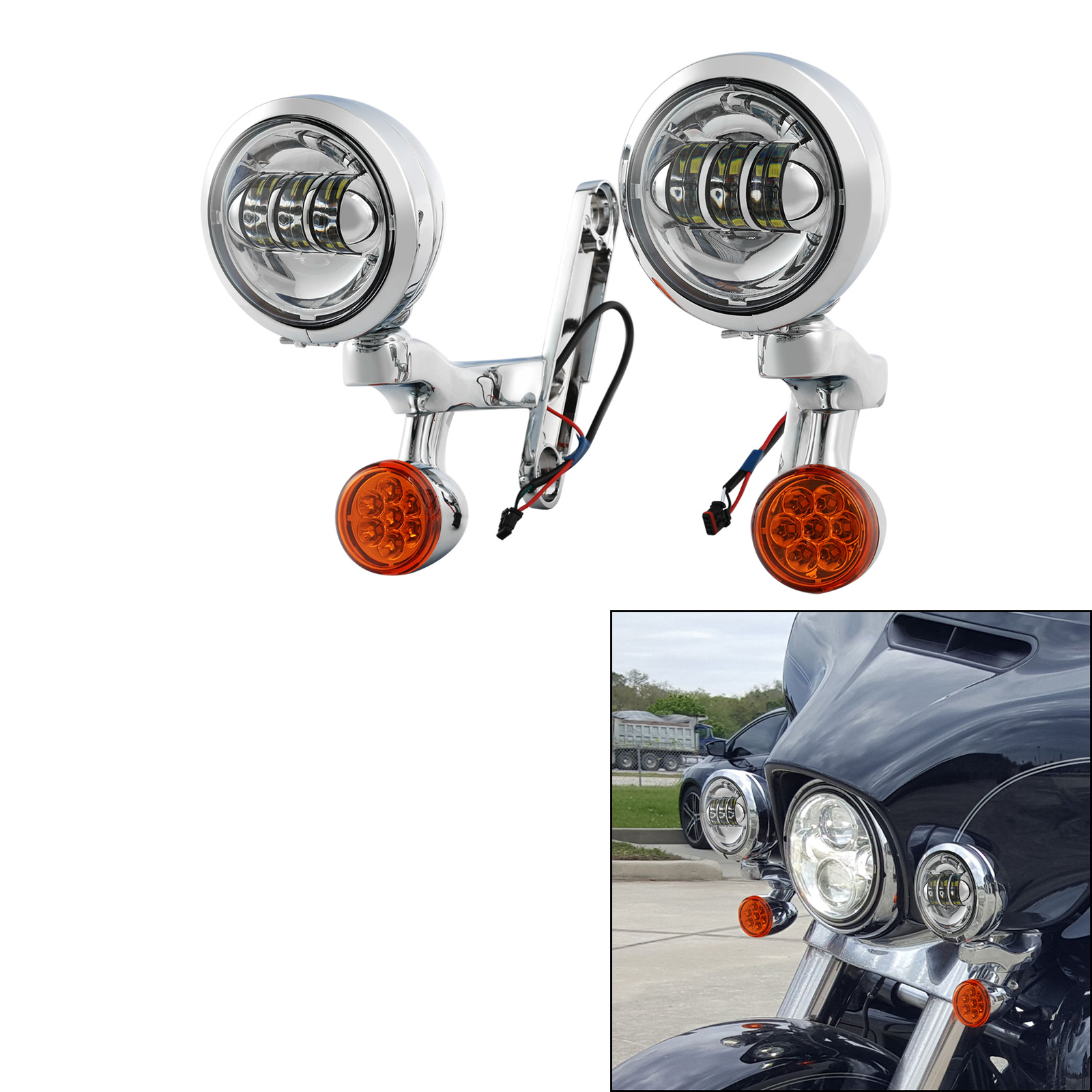 Passing Turn Signal Fog Light Bracket Fit For Harley Touring Street Glide 94-24