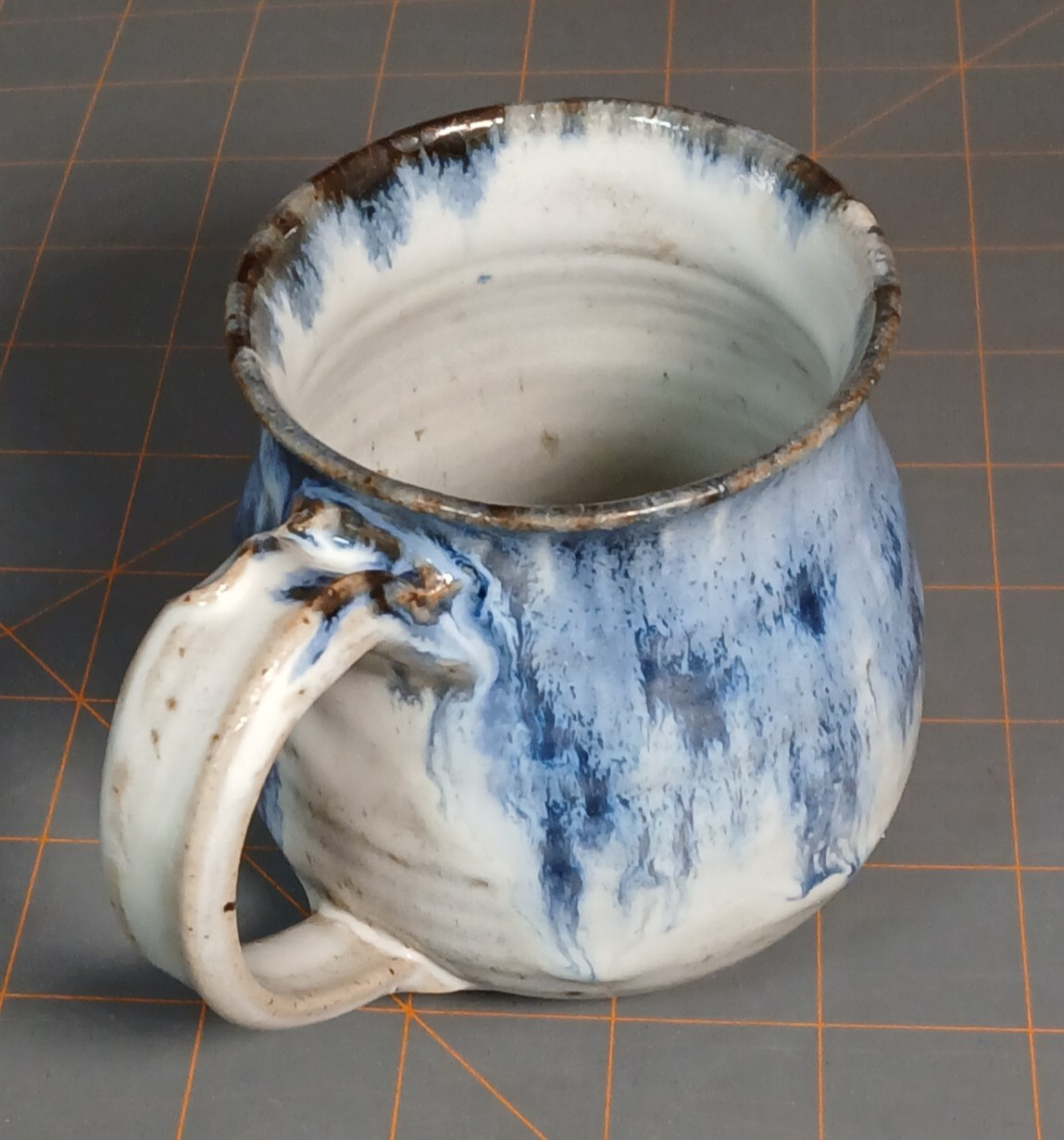 Durango Art Pottery Cup Signed Blue Variegated Drip Glaze