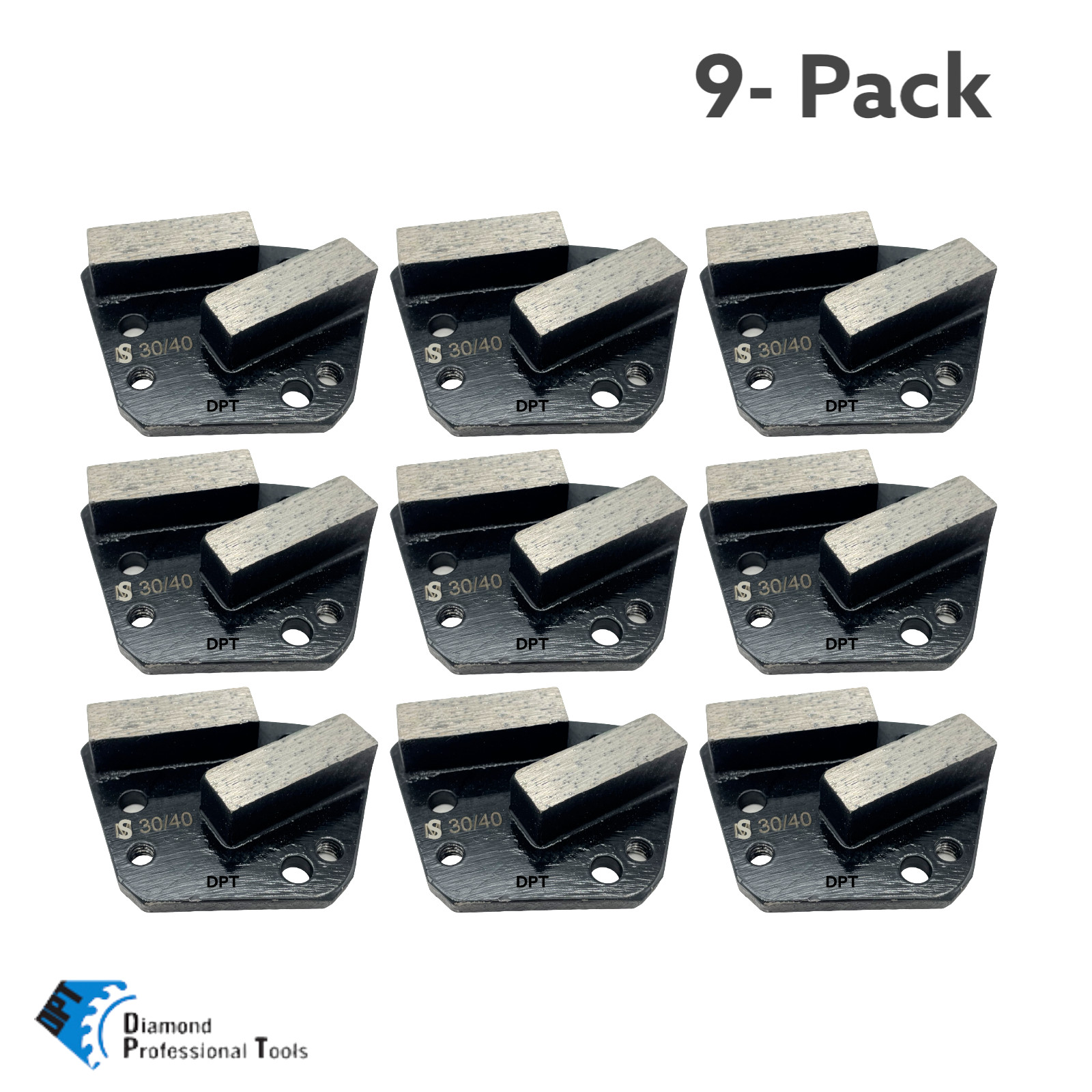 9 Pack Trapezoid Grinding Discs for Bolt on Concrete Grinders Soft Bond 30 Grit